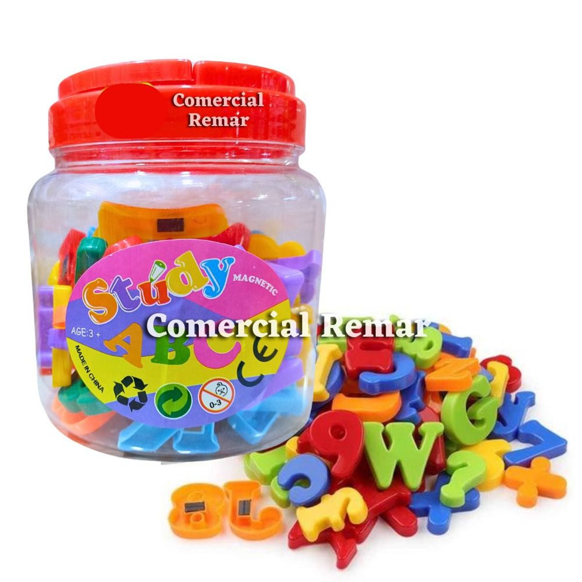 GENERICO - Letras y Números Magnéticos en Táper 72 Piezas