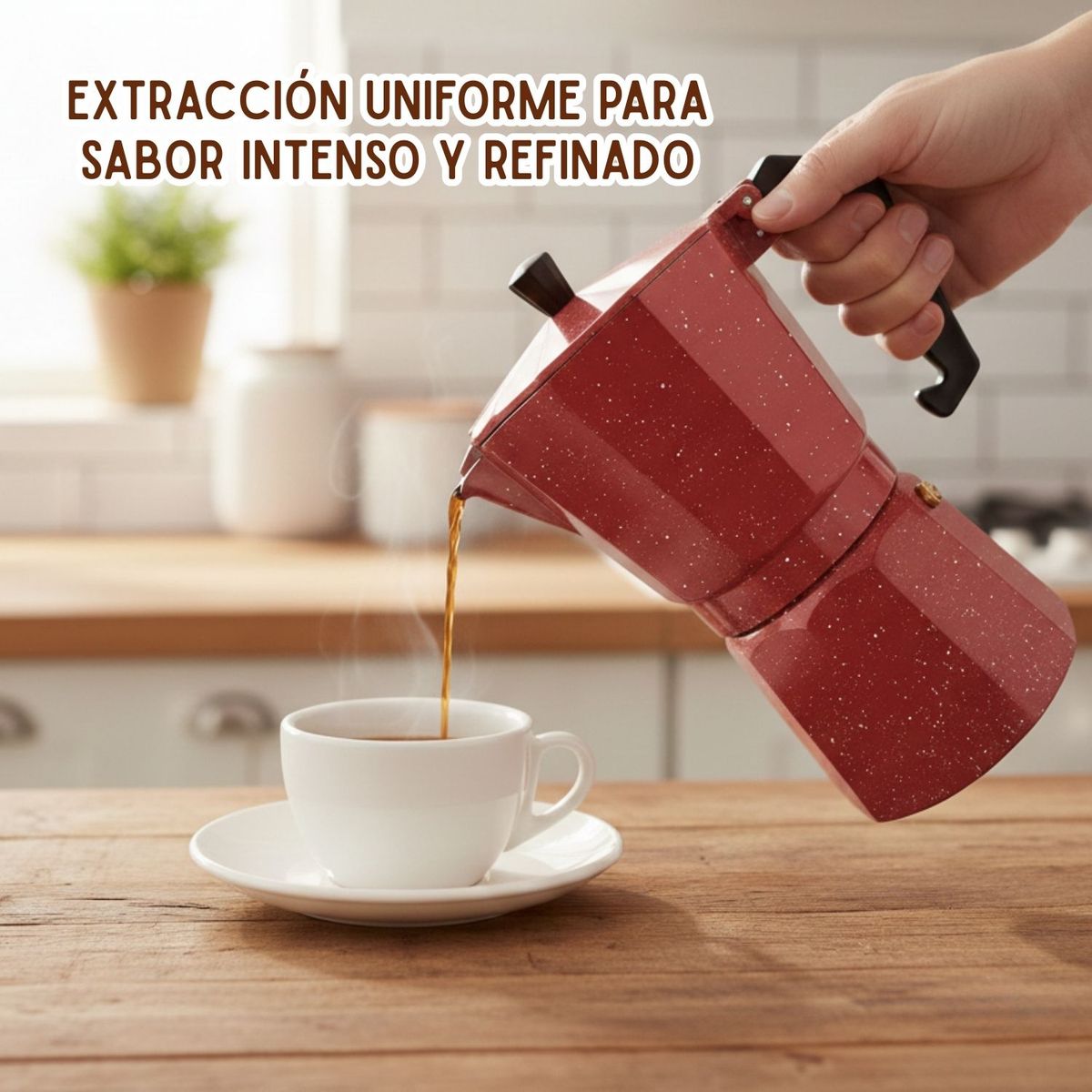 Pentha - Cafetera Italiana Moka de 12 tazas Color Rojo