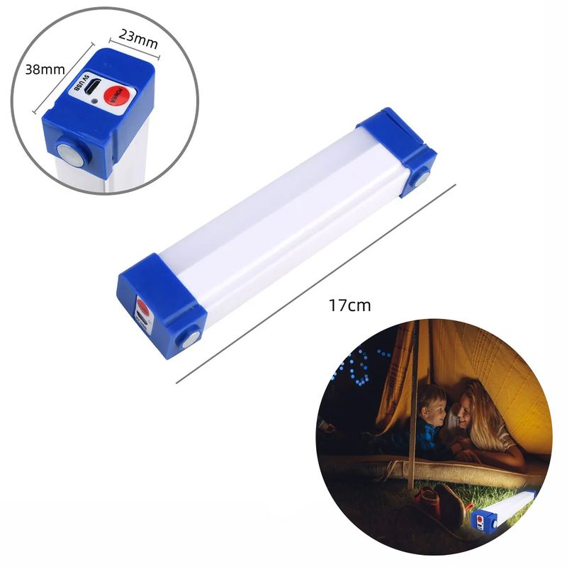 GENERICO - Lampara de Emergencia Tubo Led recargable USB 20W 17 CM-Camping-Hogar