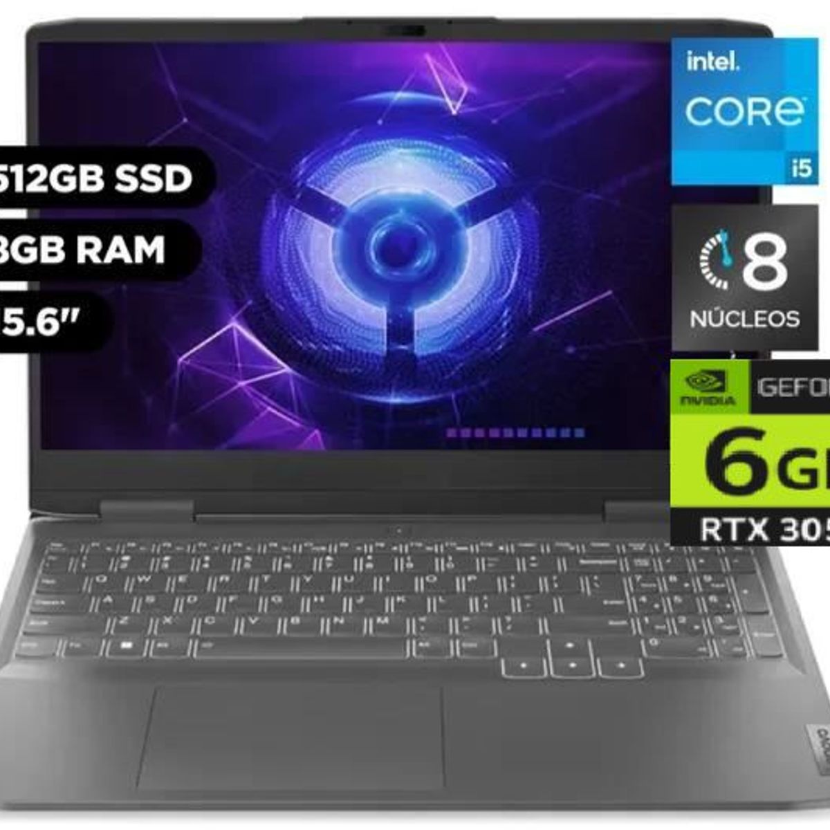 LENOVO - Gamer Lenovo Intel Core I5 RTX3050 8GB 512GB SSD Loq 12° Gen 156 144hz
