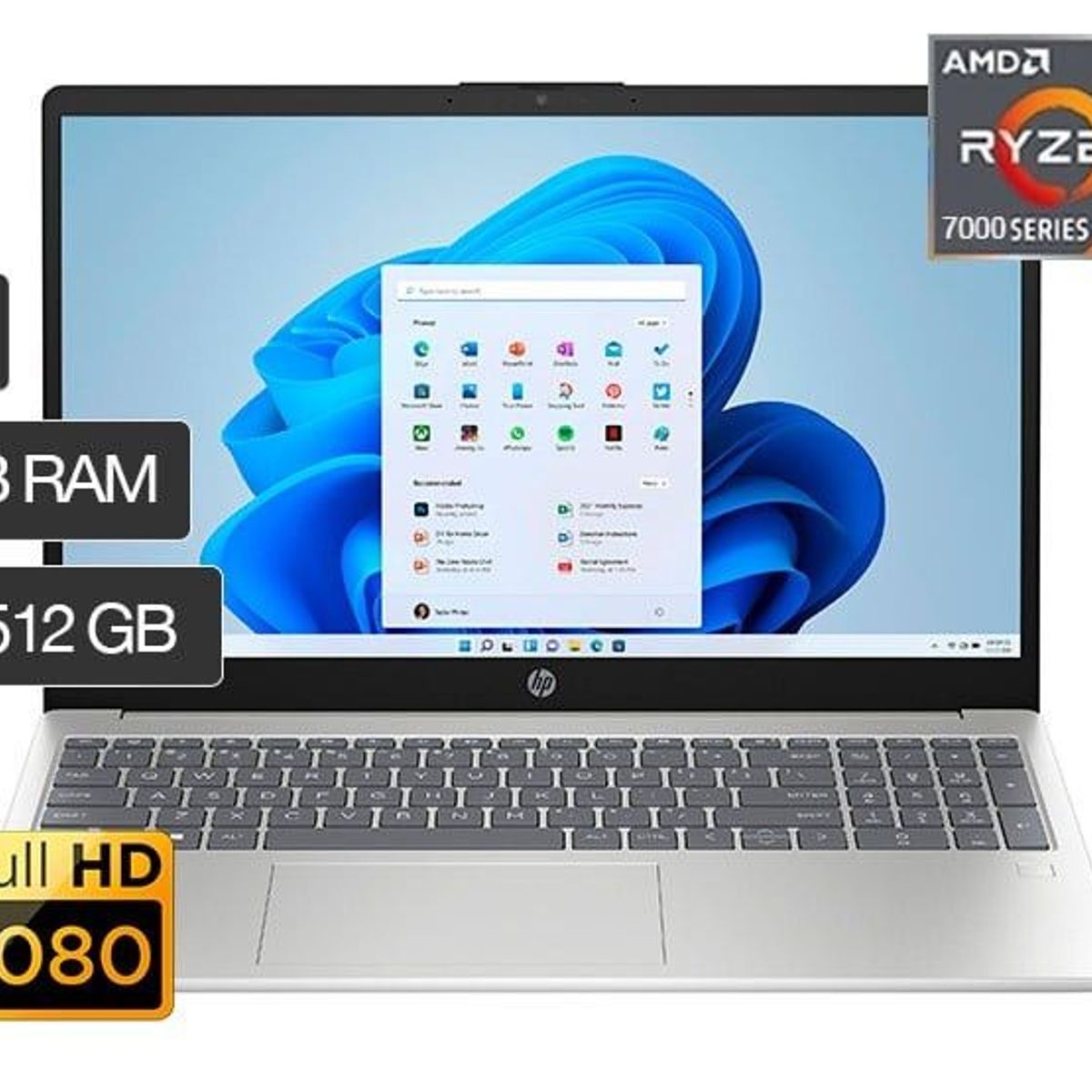 HP - LAPTOP HP 15-FC0012LA RYZEN 7-7730U 16GB 512GB SSD AMD RADEON 15.6 FHD FD