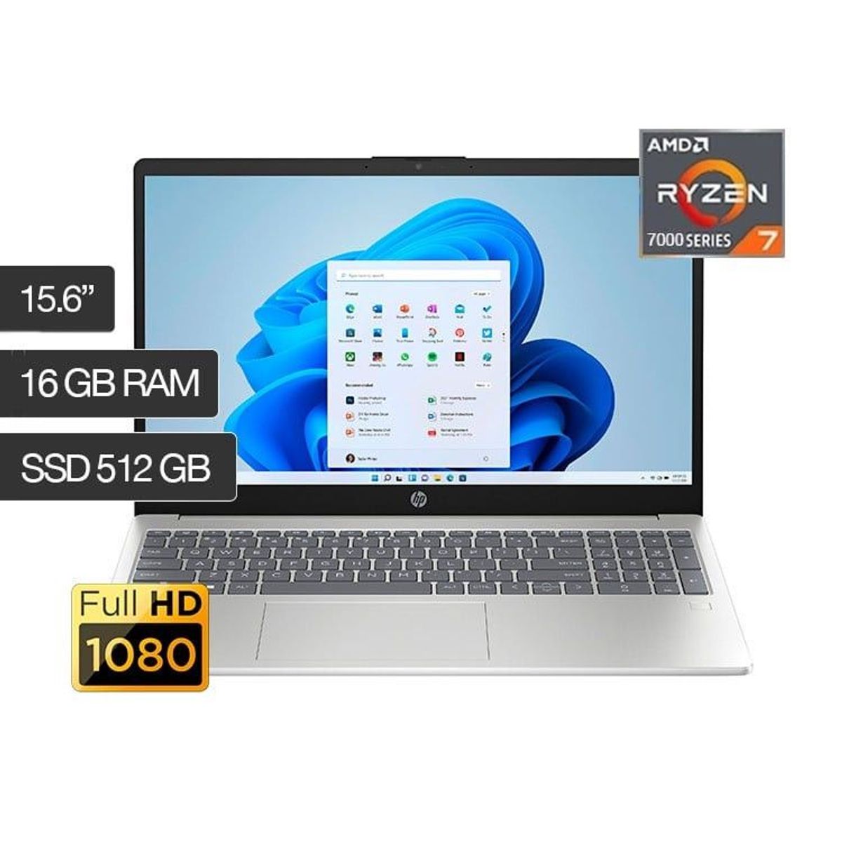 HP - LAPTOP HP 15-FC0012LA RYZEN 7-7730U 16GB 512GB SSD AMD RADEON 15.6 FHD FD