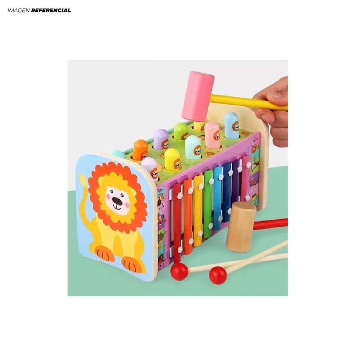 GENERICO - Juego Multifuncional de Topo con Xilófono y Martillo-León