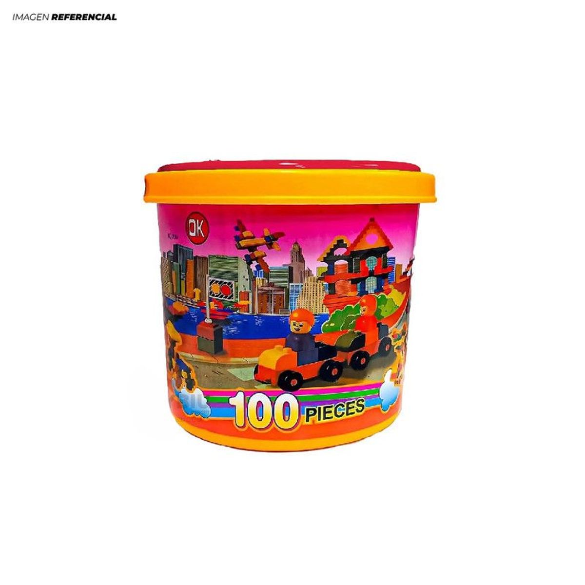 GENERICO - Juego de Bloques Didácticos Balde de 100 Piezas