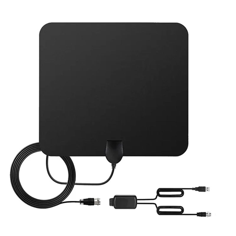 GENERICO - Antena Digital Tv Tdt Canales Hd Ultra Plana Con Amplificador