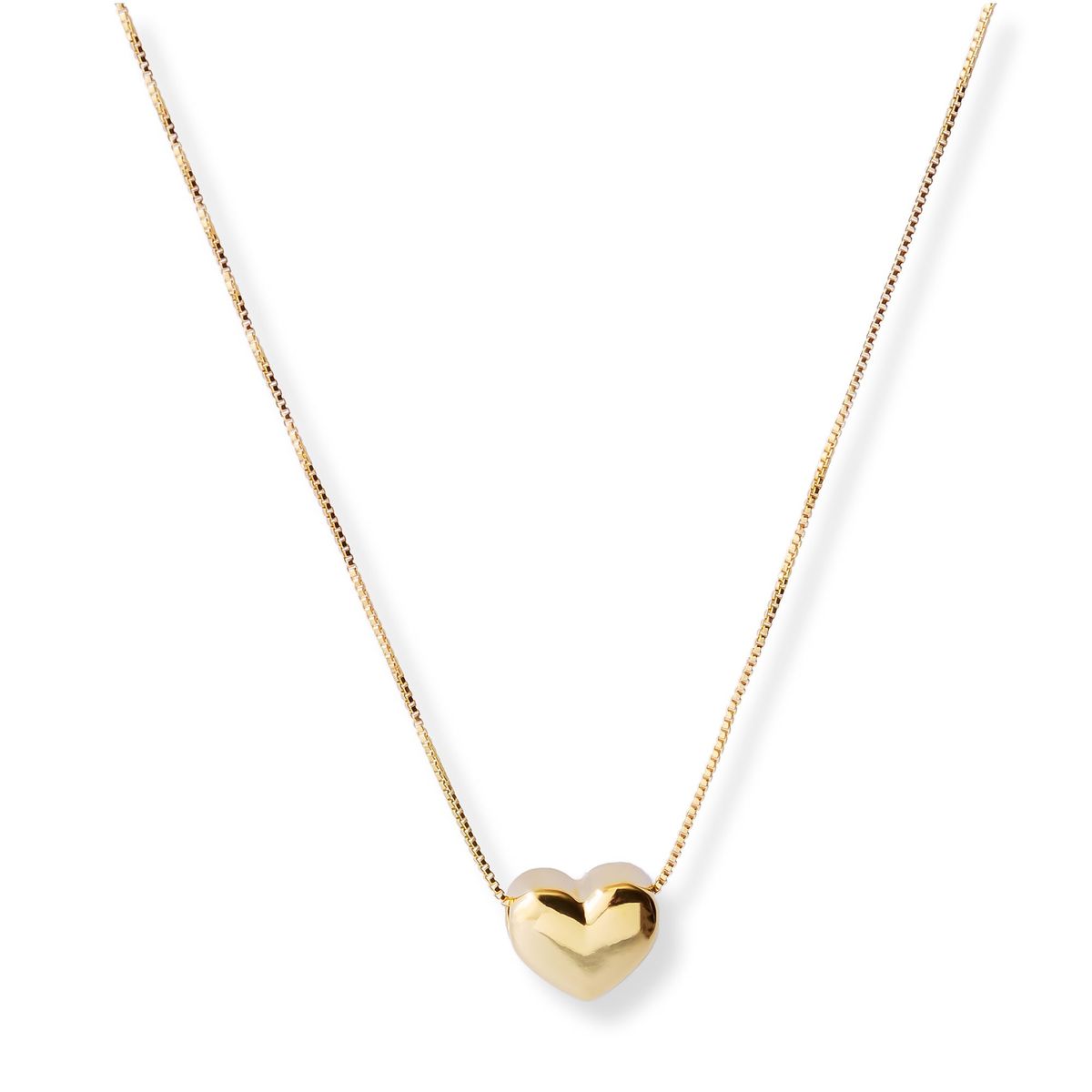 AMBAR JOYERIA - Collar Corazon Solido 8 MM LAMINADO EN ORO