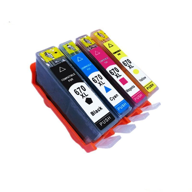 HP - Cartucho HP 670 670XL compatible 3525 4615 4625 5525 6526 PACKx4