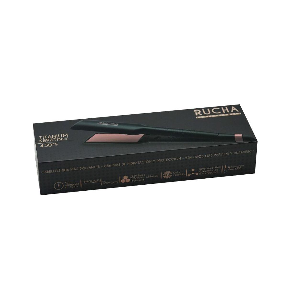 RUCHA PROFESSIONALE - Plancha Profesional Titanium Keratin 450°F 1.5 RUCHA