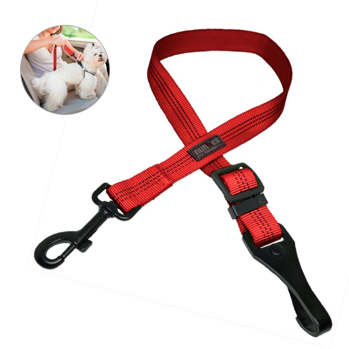 KELLER - Cinturón Correa Regulable Seguridad Arnés Perro Rojo