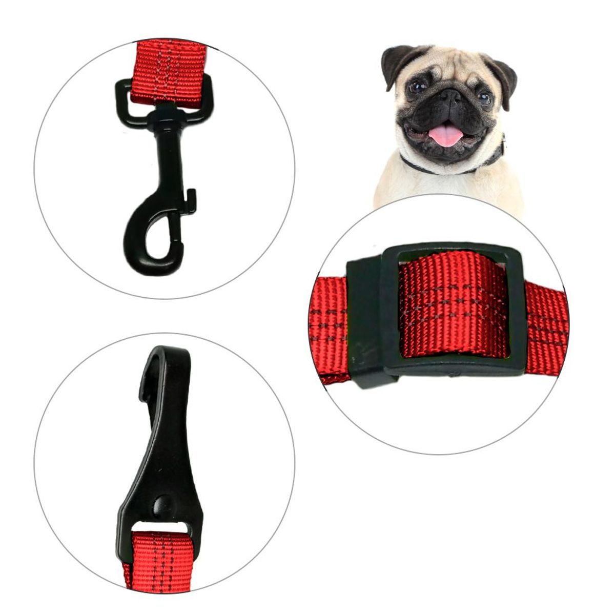 KELLER - Cinturón Correa Regulable Seguridad Arnés Perro Rojo