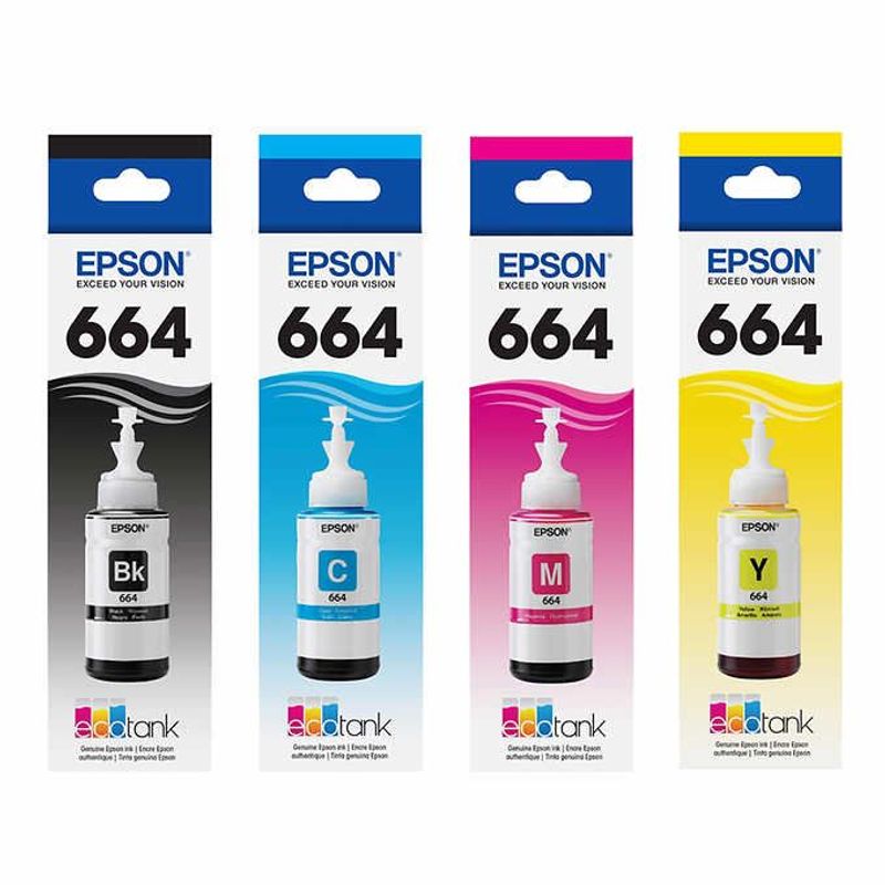 EPSON - SET Botellas tinta EPSON 664 serie L X 4UNIDADES