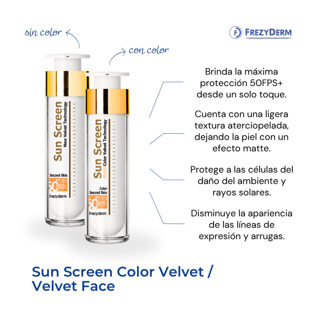 FREZYDERM - Trio Frezyderm Sun Screen Velvet Face SPF50+ 50ml