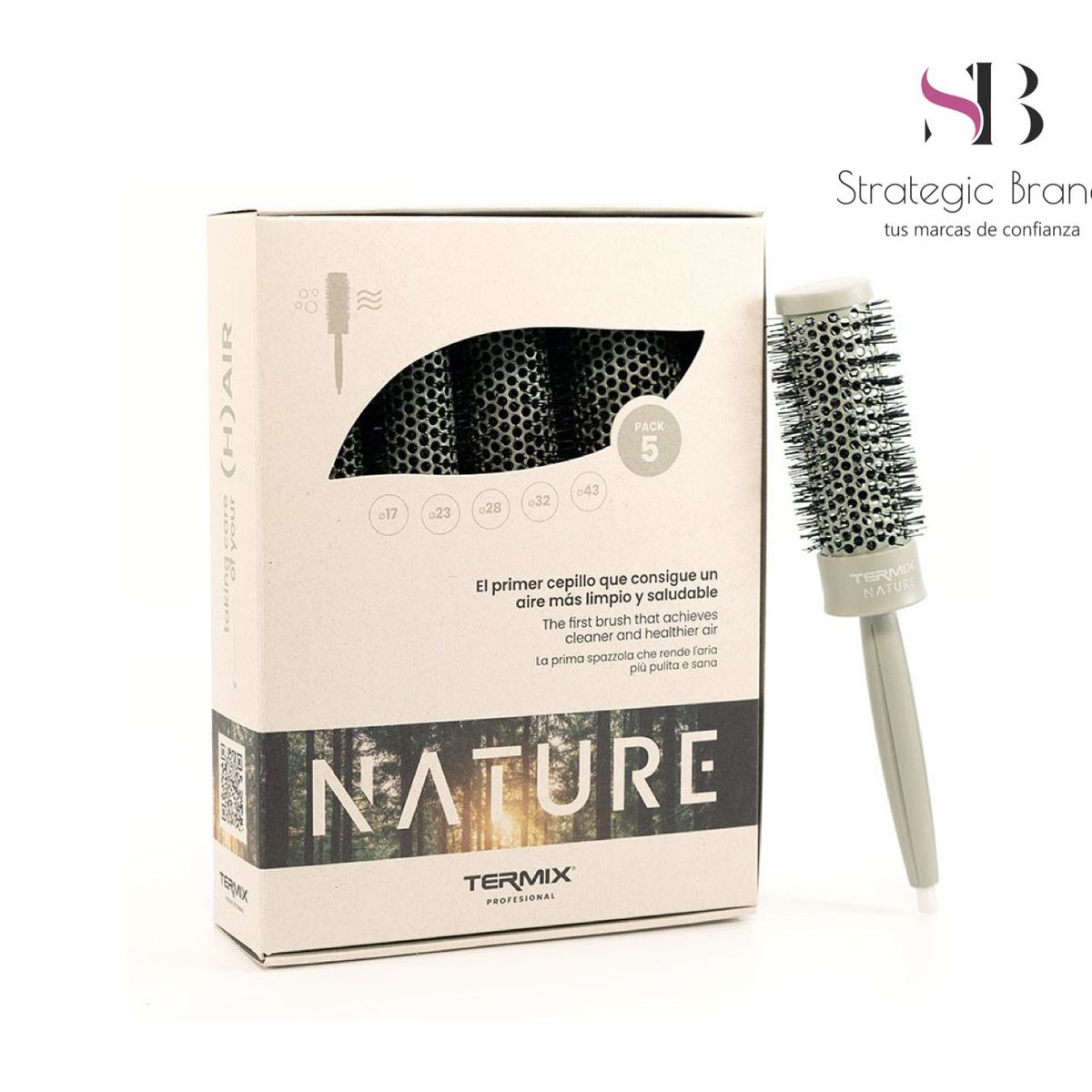 TERMIX - Kit x5 Cepillos de Cabello NATURE