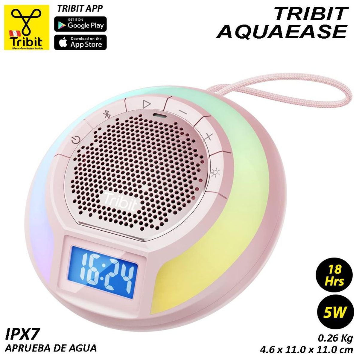 TRIBIT - Tribit AquaEase Shower - Altavoz Bluetooth Rosado