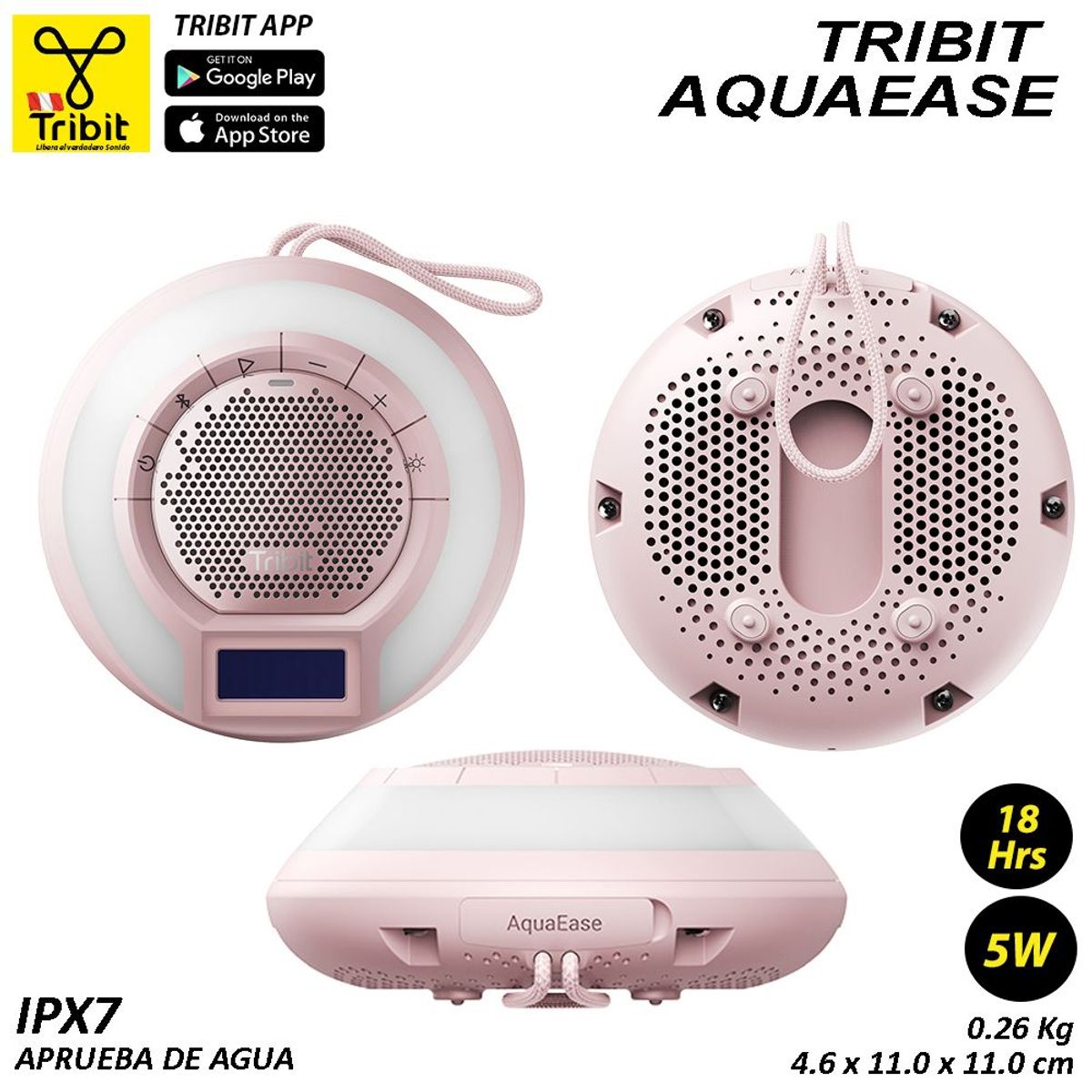 TRIBIT - Tribit AquaEase Shower - Altavoz Bluetooth Rosado
