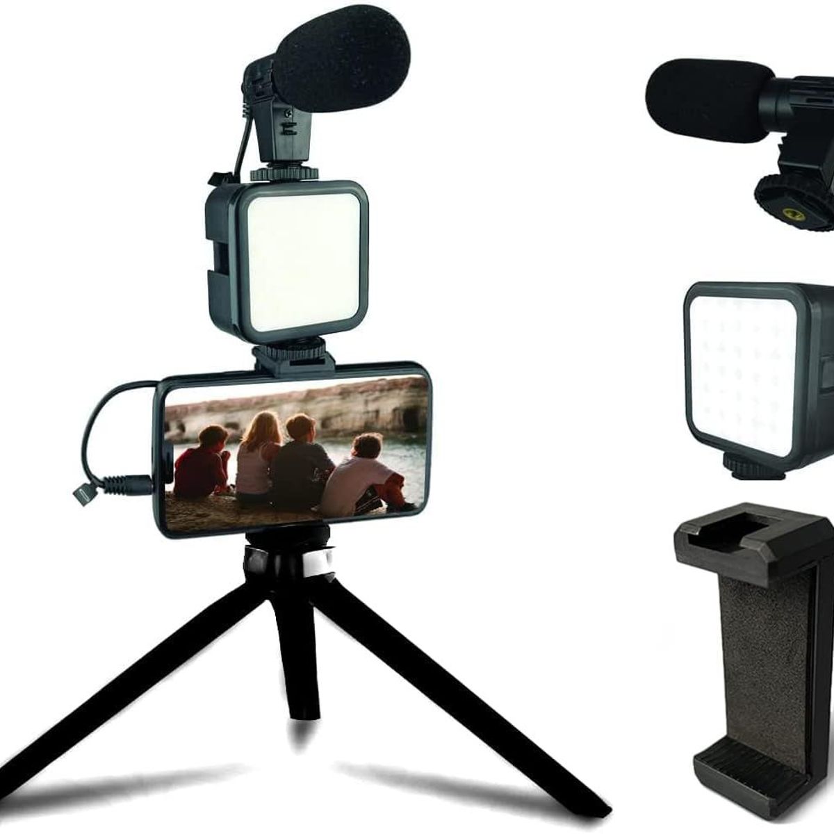 GENERICO - Kit Creacion de Video Blog Celular Luz Led Tripode Microfono