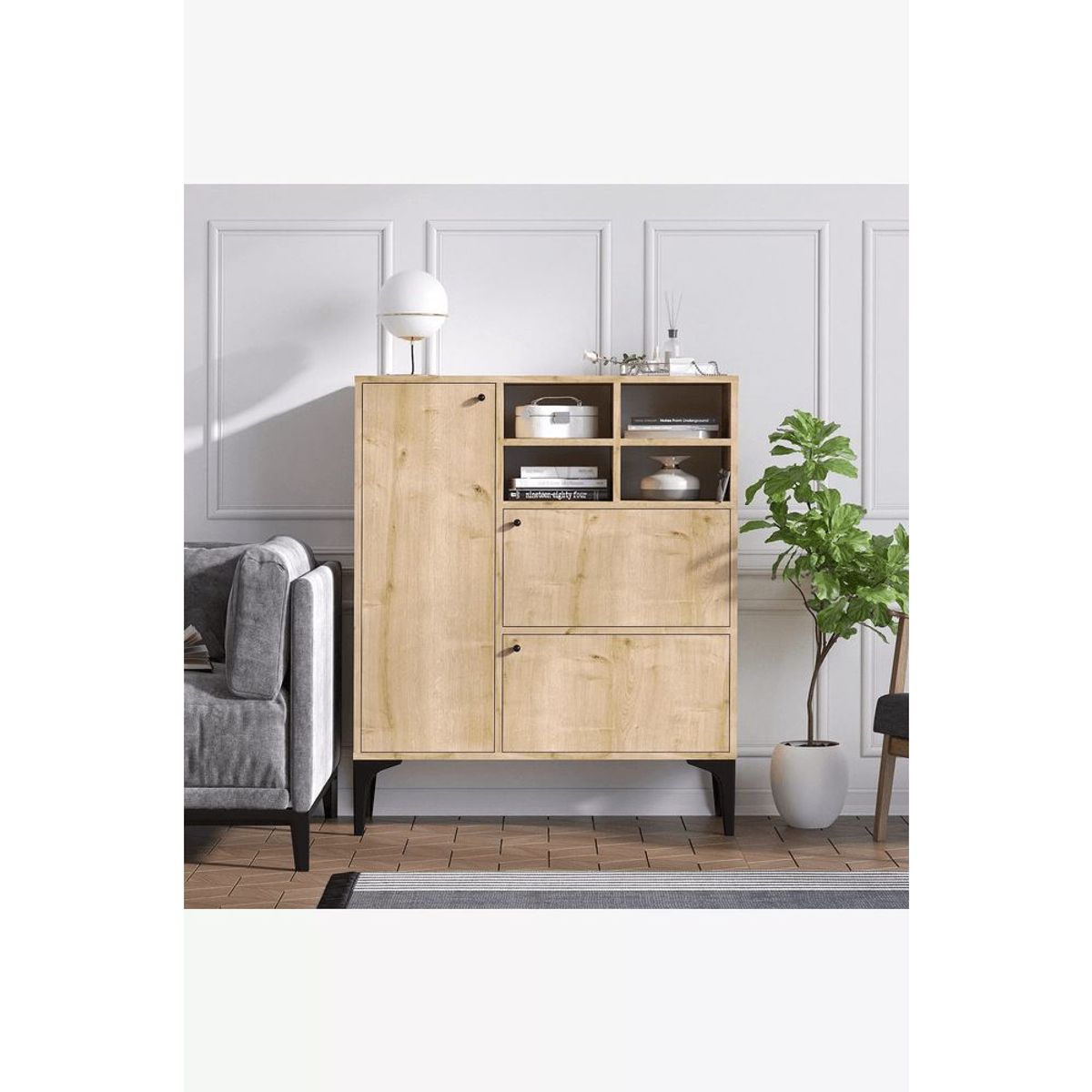 TU MESITA - Aparador Vajillero 3 Puertas Salamanca Color Macadamia TU MESITA