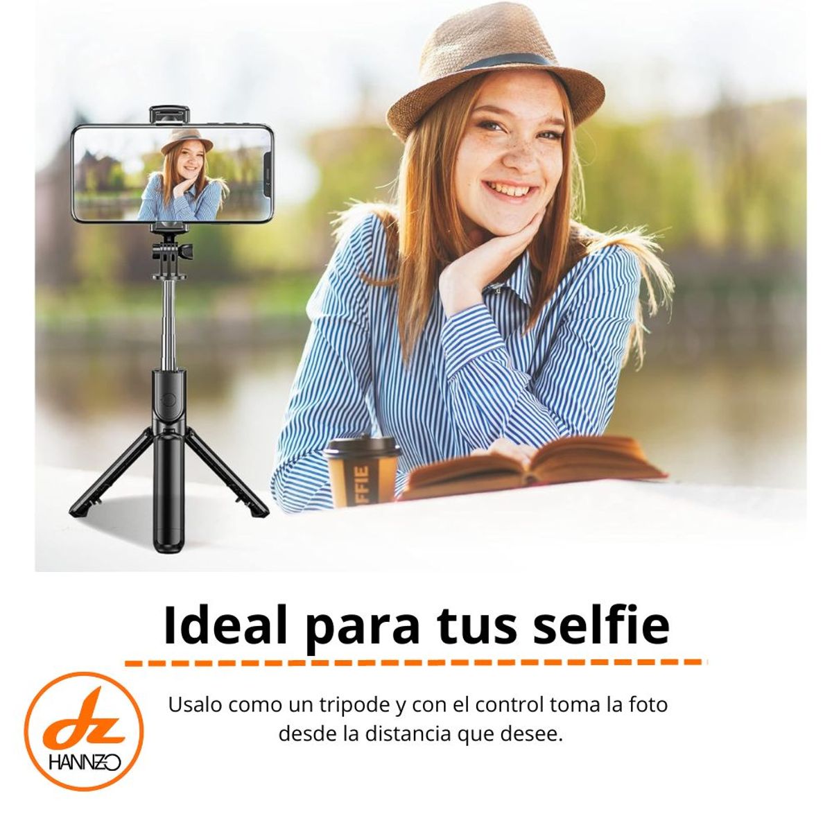 GENERICO - Mini Trípode y Selfie Stick Bluetooth con Luz V05S