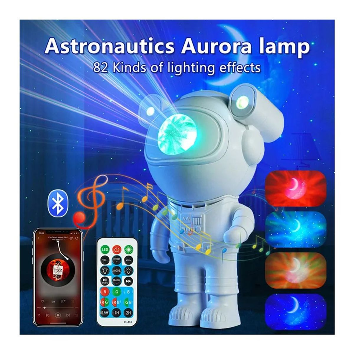 GENERICO - Astronauta Proyector Luces Led Decoración Galaxia Parlante Bluetooth