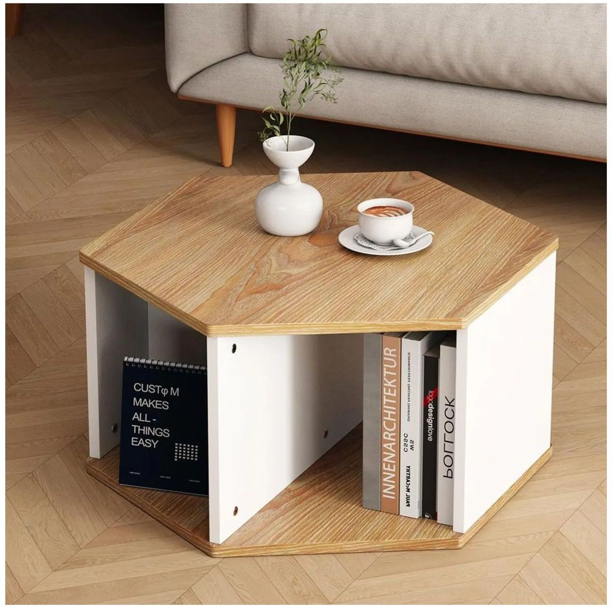 TU MESITA - Mesa de Centro Moderna Wanda con almacenamientos TU MESITA