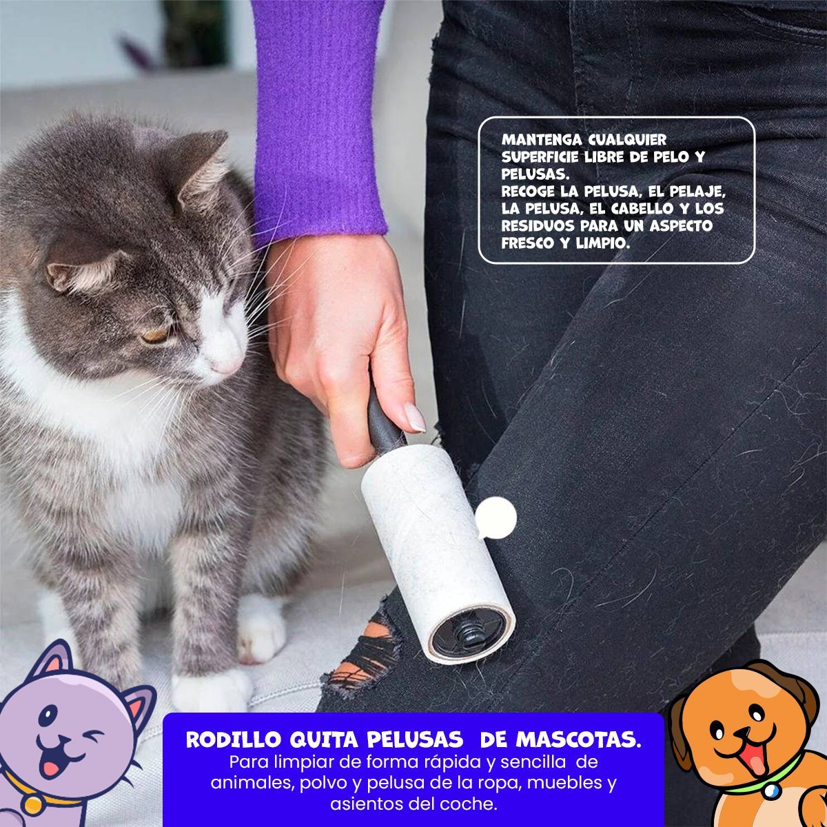 GENERICO - 2 Rodillo Quita Pelusas de Mascotas
