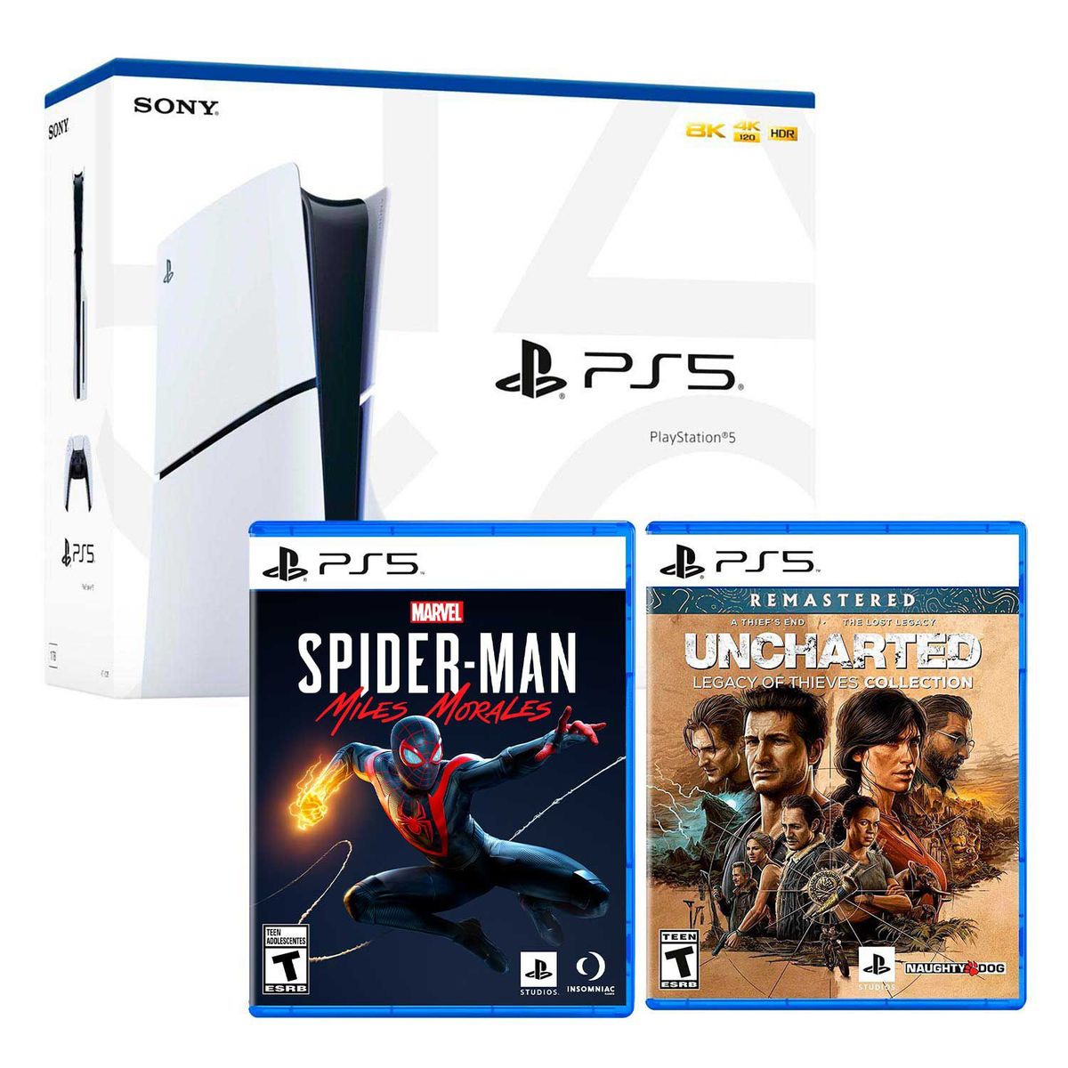 SONY - Consola PS5 Slim con lector + Miles Morales + Uncharted Legacy