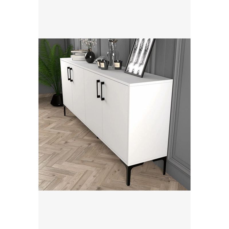 TU MESITA - Aparador clásico funcional 4 puerta Vallecano color Blanco TU MESITA