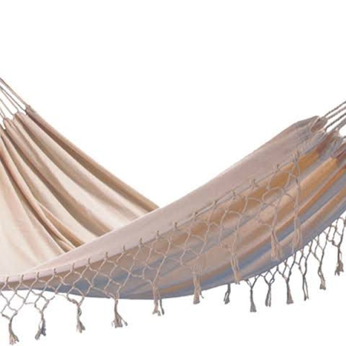 GENERICO - HAMACA DE ALGODON GRUESO BLANCO CON FLECOS