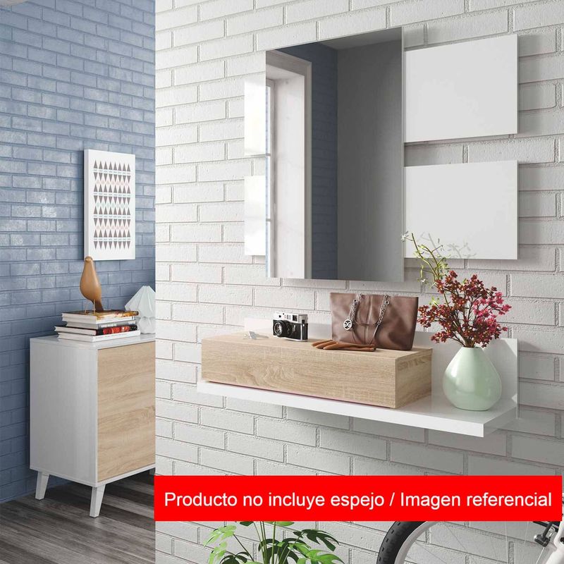 TU MESITA - Recibidor Flotante Moderno Moli BlancoDuna 1 Cajón TU MESITA