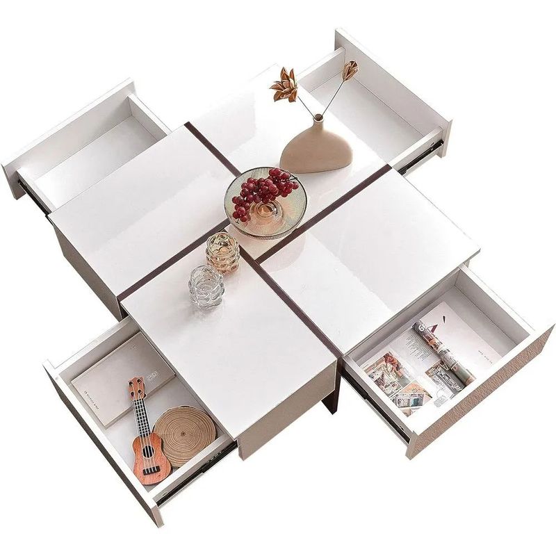 TU MESITA - Mesa de Centro Moderna Cuadrada Rubic color Blanco TU MESITA