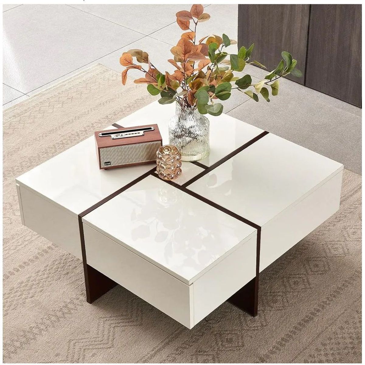 TU MESITA - Mesa de Centro Moderna Cuadrada Rubic color Blanco TU MESITA