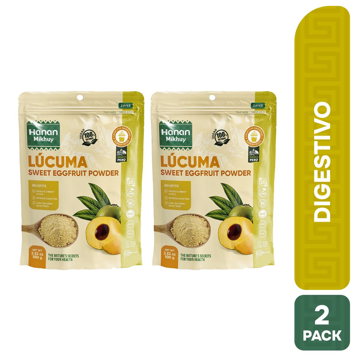 HANAN PERUVIAN SECRETS - Lúcuma en Polvo Hanan Duopack 100g