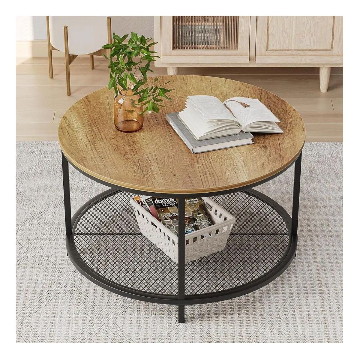 TU MESITA - Mesa de Centro Circular Tinelli color Marrón TU MESITA