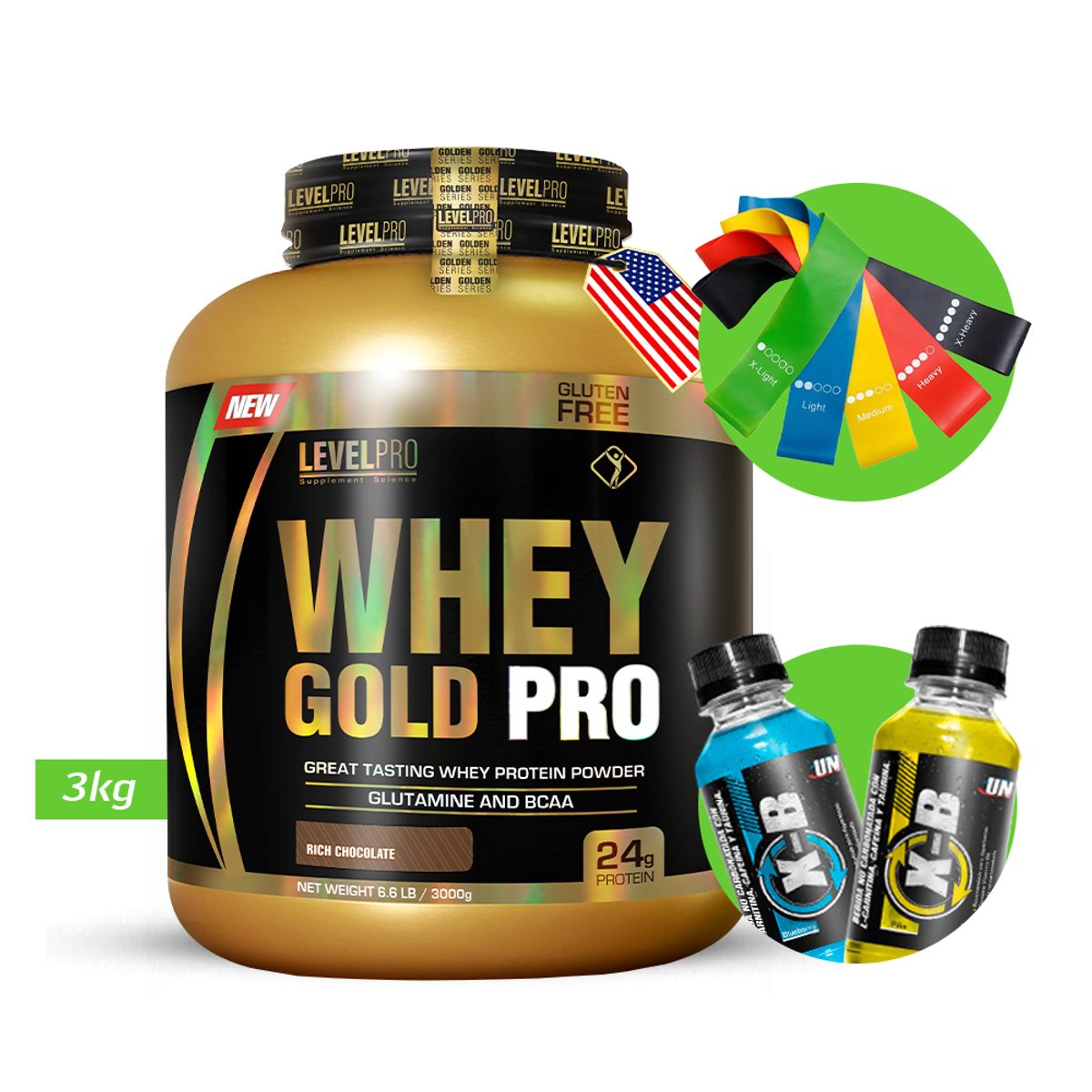 LEVEL PRO - LEVEL PRO Whey Gold Pro 3kg Chocolate + Regalos