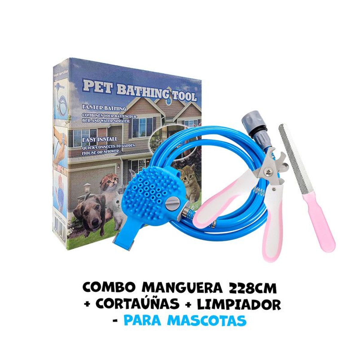 GENERICO - Manguera 228cm + Cortaúñas y lima - para mascotas
