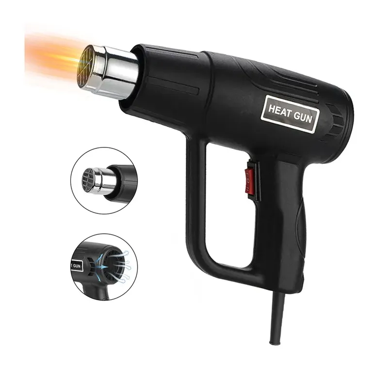 GENERICO - PISTOLA CALOR 2000W  DERRITE CIRCUITOS AIRE CALIENTE DOBLA TUBOS