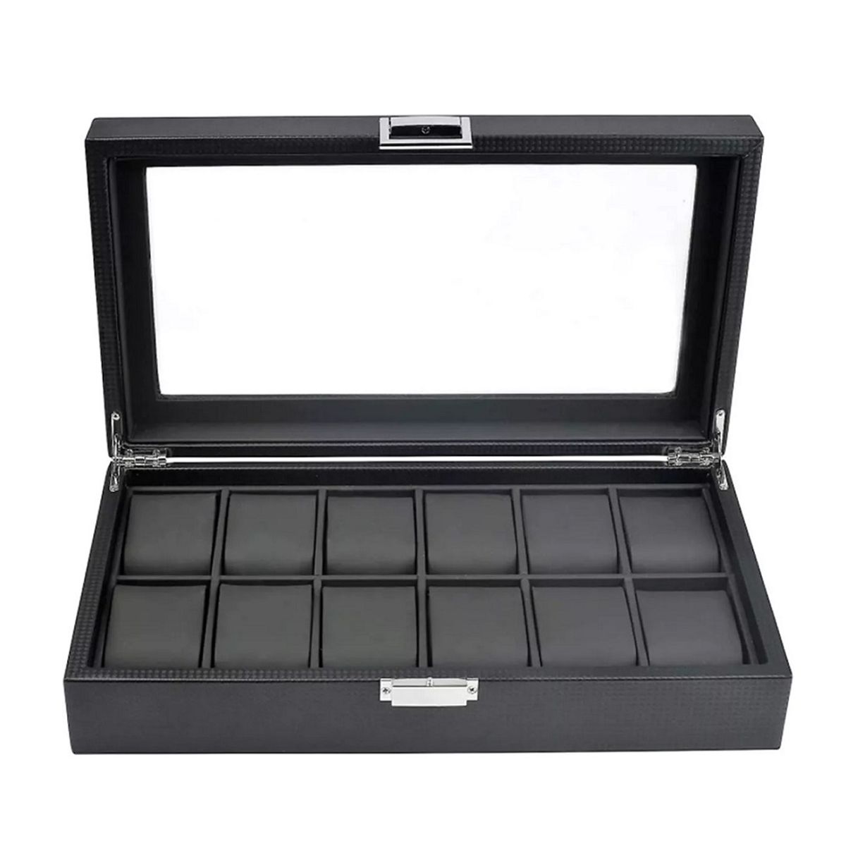 GENERICO - Organizador de Relojes Con 12 Compartimientos Diseño Carbono