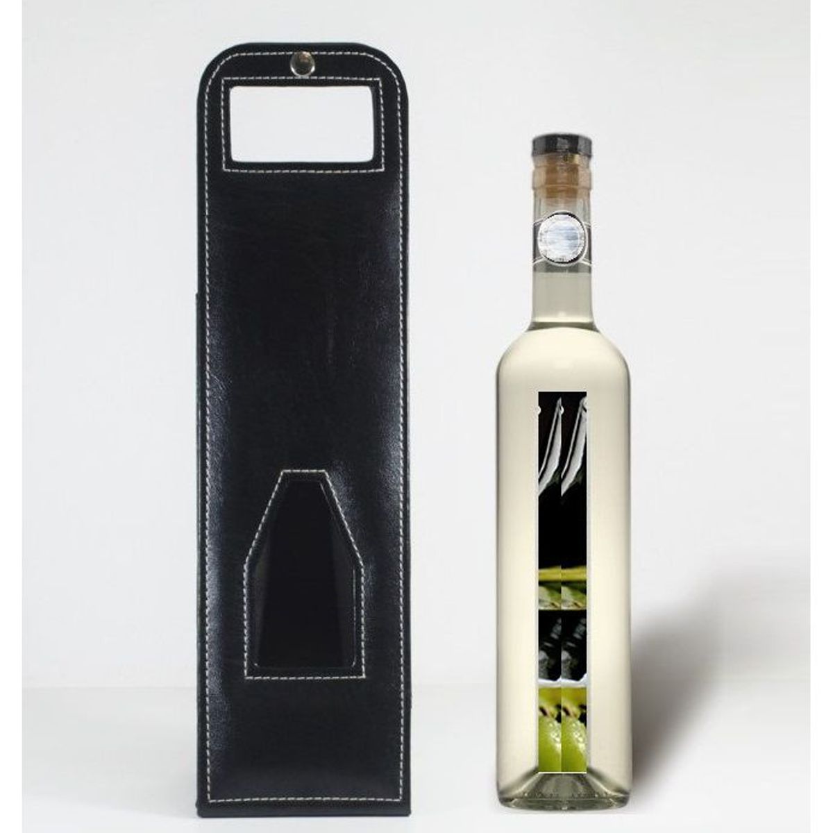 FERNANDA ROMERO JOYAS Y ACCESORIOS - Porta Botellas para Vino de Bio Cuero - Cosida a Mano