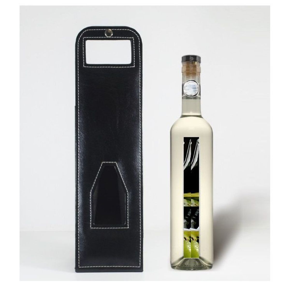 FERNANDA ROMERO JOYAS Y ACCESORIOS - Porta Botellas para Vino de Bio Cuero - Cosida a Mano