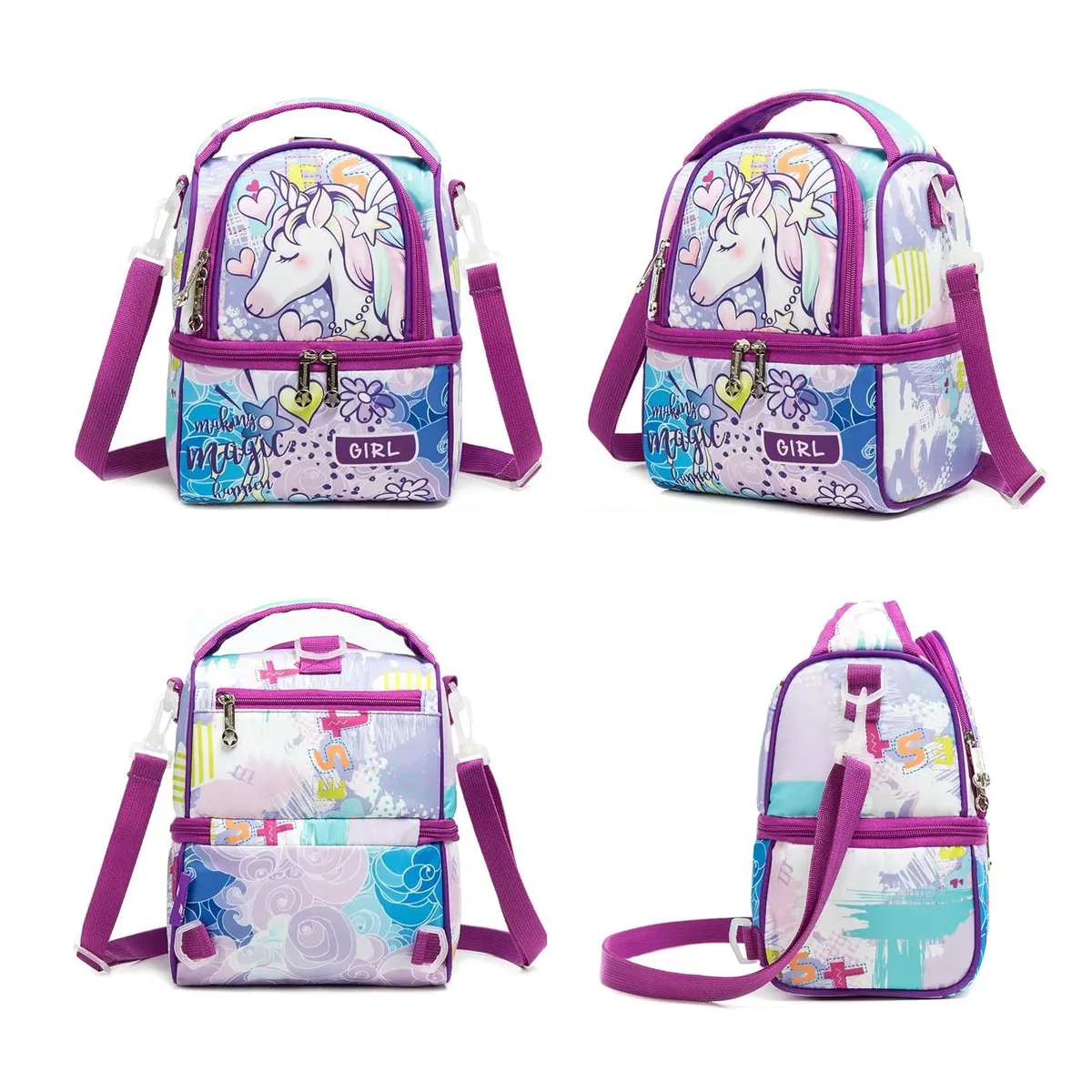 GENERICO - Lonchera térmica doble compartimento diseño Unicornio