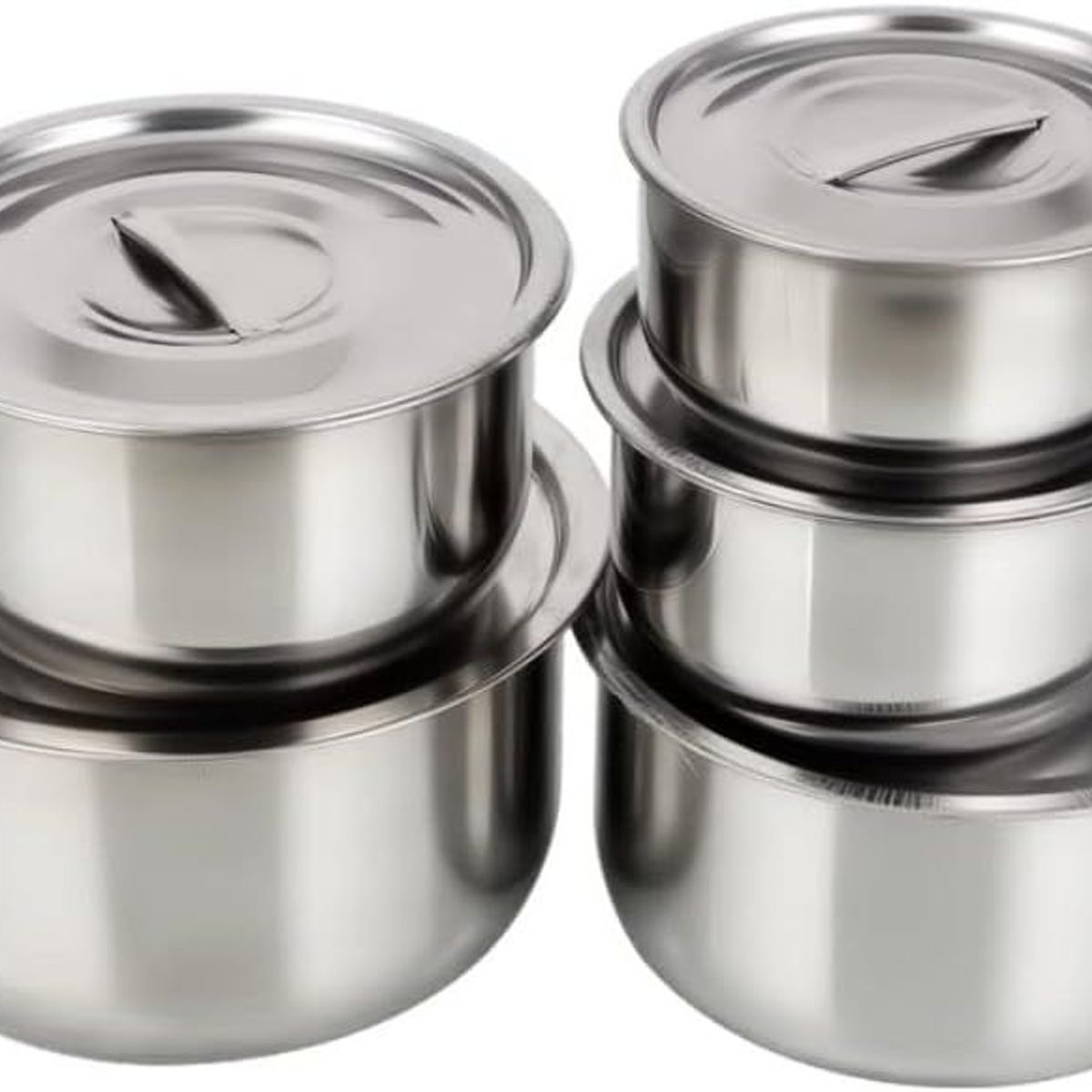 GENERICO - Set X5 de Bowls con Tapa de Acero Inoxidable