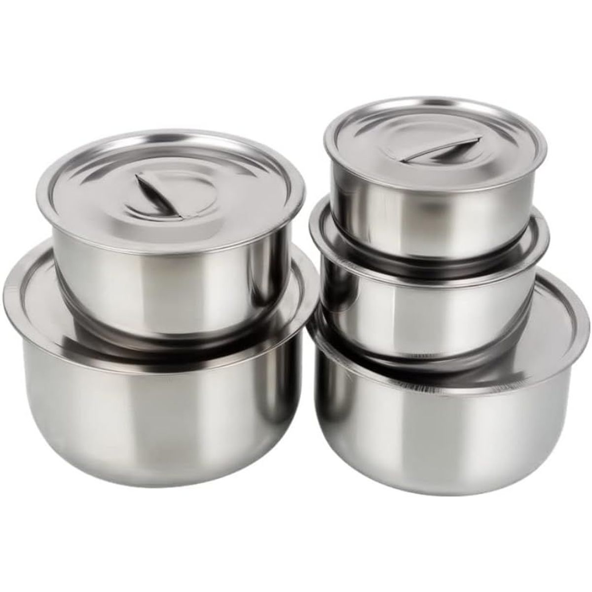 GENERICO - Set X5 de Bowls con Tapa de Acero Inoxidable