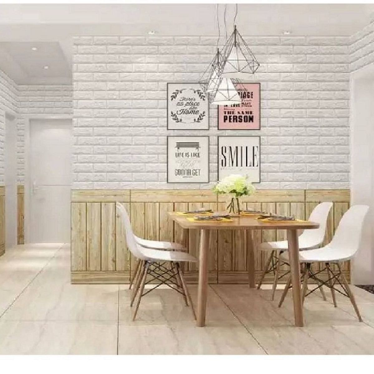 GENERICO - Pack x 6 Pcs Papel Tapiz Autoadhesivo Decoración 3D Ladrillo Blanco