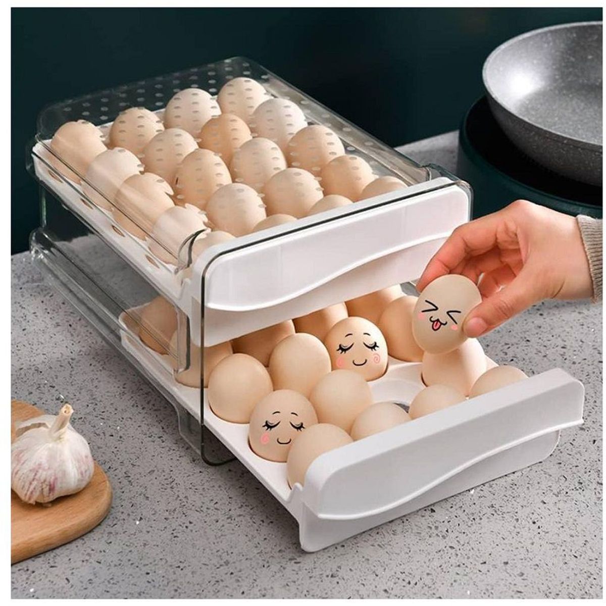 GENERICO - Organizador De Huevos 2 Niveles 32 unidades - Porta Huevos