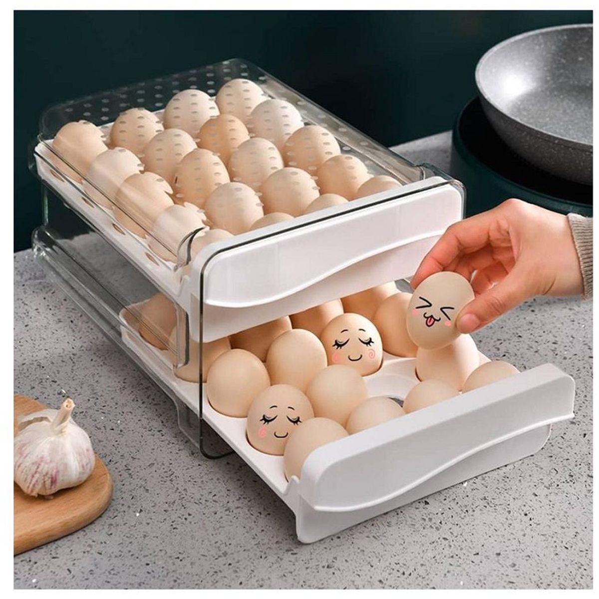 GENERICO - Organizador De Huevos 2 Niveles 32 unidades - Porta Huevos