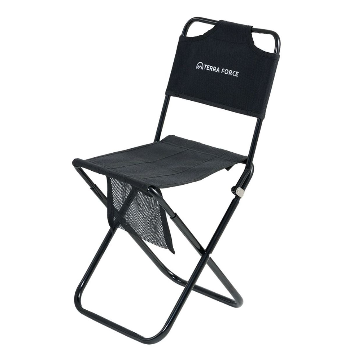 TERRA FORCE - Mini Silla Plegable con respaldo Negro