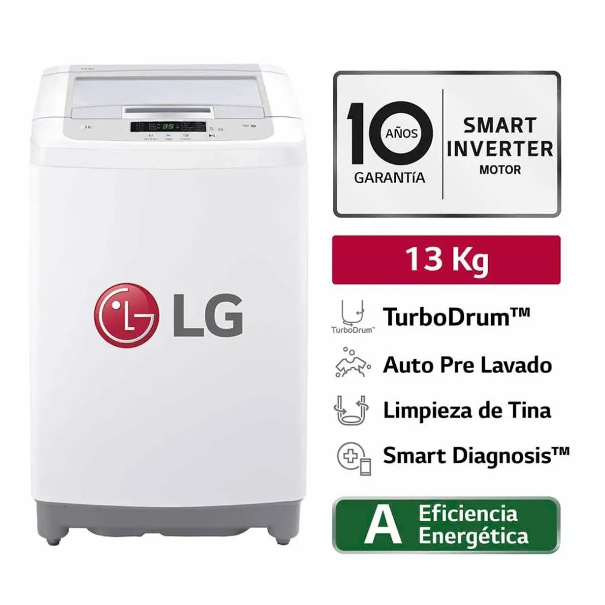 LG - Lavadora LG Carga Superior 13 Kg WT13WPBK Blanco