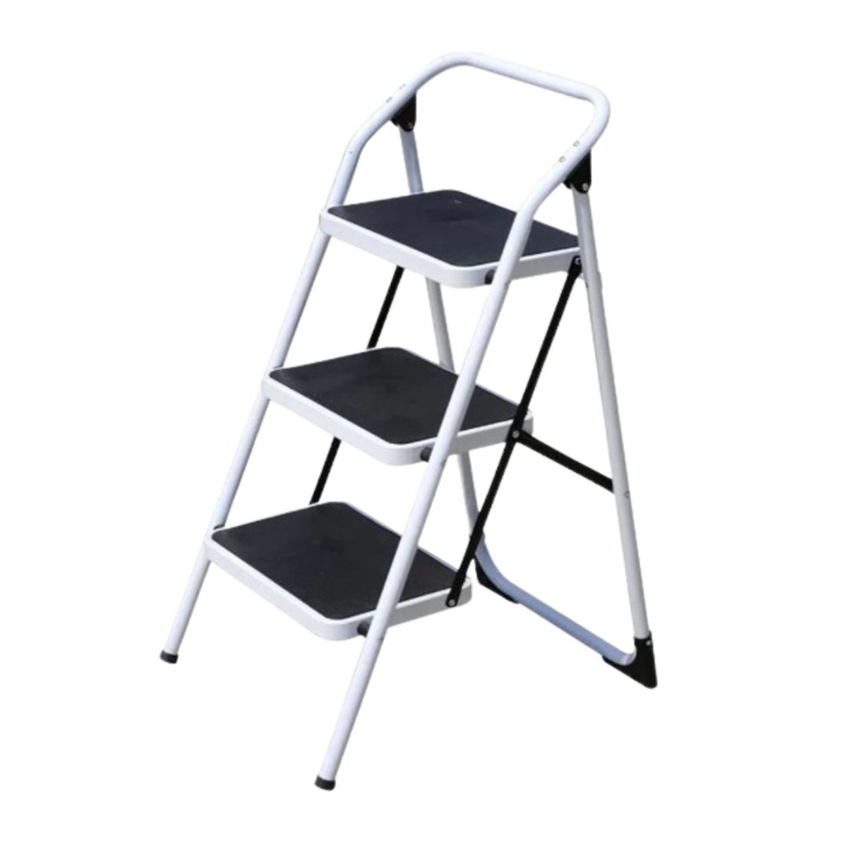 QRUBBER - Escalera plegable de acero 3 peldaños - QRubber