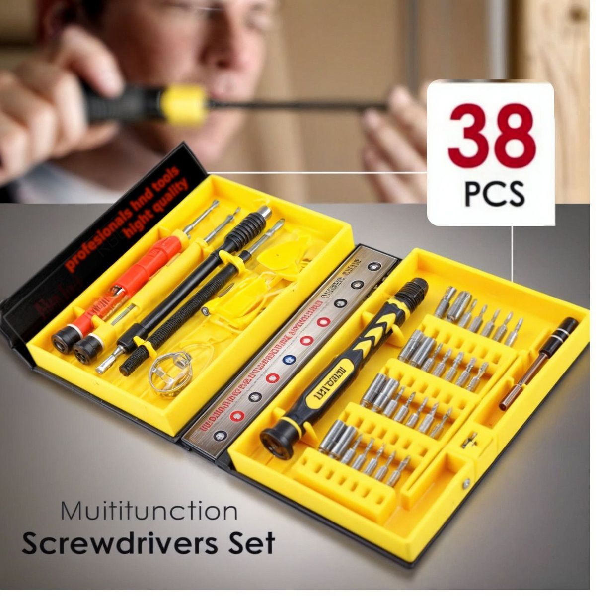 GENERICO - Kit reparacion 38 desarmadores telefono laptop torx t6 t8 estrella hex