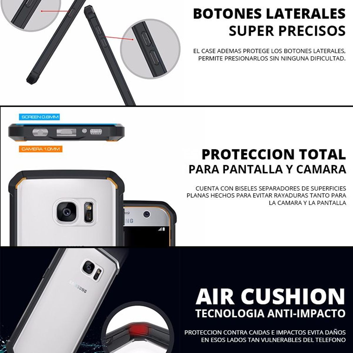 GENERICO - Case Funda Anti-Impacto Hibrido GOOGLE PIXEL 7 - Negro Transparente